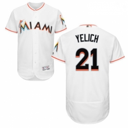 Mens Majestic Miami Marlins 21 Christian Yelich White Home Flex Base Authentic Collection MLB Jersey
