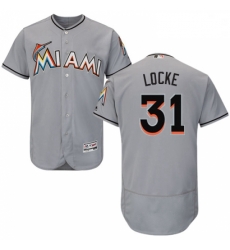 Mens Majestic Miami Marlins 31 Jeff Locke Grey Flexbase Authentic Collection MLB Jersey