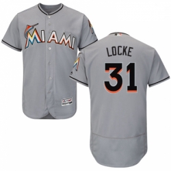 Mens Majestic Miami Marlins 31 Jeff Locke Grey Flexbase Authentic Collection MLB Jersey