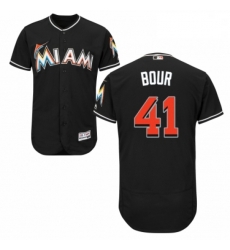 Mens Majestic Miami Marlins 41 Justin Bour Black Alternate Flex Base Authentic Collection MLB Jersey