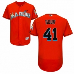 Mens Majestic Miami Marlins 41 Justin Bour Orange Alternate Flex Base Authentic Collection MLB Jersey