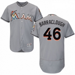 Mens Majestic Miami Marlins 46 Kyle Barraclough Grey Road Flex Base Authentic Collection MLB Jersey