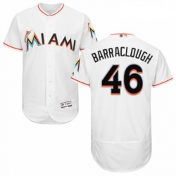Mens Majestic Miami Marlins 46 Kyle Barraclough White Home Flex Base Authentic Collection MLB Jersey