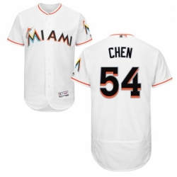 Mens Majestic Miami Marlins 54 Wei Yin Chen White Home Flex Base Authentic Collection MLB Jersey