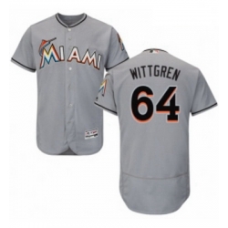 Mens Majestic Miami Marlins 64 Nick Wittgren Grey Road Flex Base Authentic Collection MLB Jersey