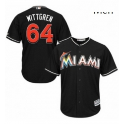 Mens Majestic Miami Marlins 64 Nick Wittgren Replica Black Alternate 2 Cool Base MLB Jersey 