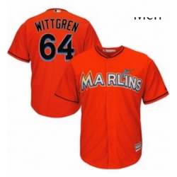 Mens Majestic Miami Marlins 64 Nick Wittgren Replica Orange Alternate 1 Cool Base MLB Jersey 
