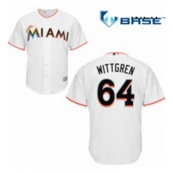 Mens Majestic Miami Marlins 64 Nick Wittgren Replica White Home Cool Base MLB Jersey 