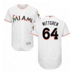 Mens Majestic Miami Marlins 64 Nick Wittgren White Home Flex Base Authentic Collection MLB Jersey
