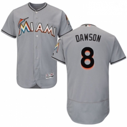 Mens Majestic Miami Marlins 8 Andre Dawson Grey Road Flex Base Authentic Collection MLB Jersey