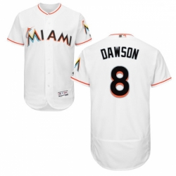 Mens Majestic Miami Marlins 8 Andre Dawson White Home Flex Base Authentic Collection MLB Jersey