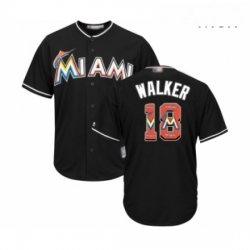 Mens Miami Marlins 18 Neil Walker Authentic Black Team Logo Fashion Cool Base Baseball Jersey 