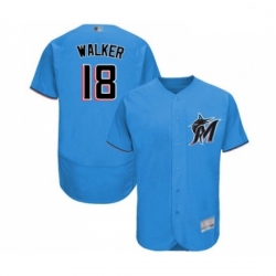 Mens Miami Marlins 18 Neil Walker Blue Alternate Flex Base Authentic Collection Baseball Jersey