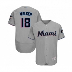 Mens Miami Marlins 18 Neil Walker Grey Road Flex Base Authentic Collection Baseball Jersey