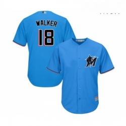 Mens Miami Marlins 18 Neil Walker Replica Blue Alternate 1 Cool Base Baseball Jersey 