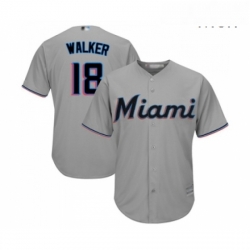 Mens Miami Marlins 18 Neil Walker Replica Grey Road Cool Base Baseball Jersey 
