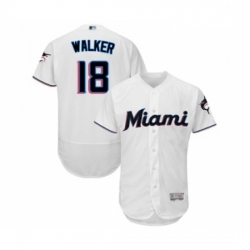Mens Miami Marlins 18 Neil Walker White Home Flex Base Authentic Collection Baseball Jersey