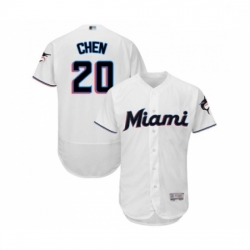 Mens Miami Marlins 20 Wei Yin Chen White Home Flex Base Authentic Collection Baseball Jersey