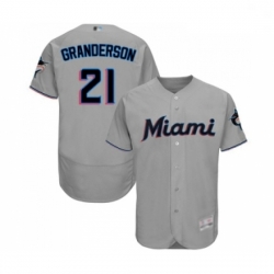 Mens Miami Marlins 21 Curtis Granderson Grey Road Flex Base Authentic Collection Baseball Jersey