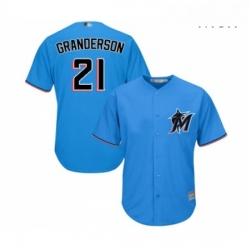 Mens Miami Marlins 21 Curtis Granderson Replica Blue Alternate 1 Cool Base Baseball Jersey 