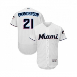 Mens Miami Marlins 21 Curtis Granderson White Home Flex Base Authentic Collection Baseball Jersey