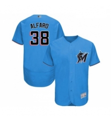 Mens Miami Marlins 38 Jorge Alfaro Blue Alternate Flex Base Authentic Collection Baseball Jersey
