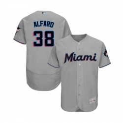Mens Miami Marlins 38 Jorge Alfaro Grey Road Flex Base Authentic Collection Baseball Jersey