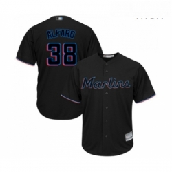 Mens Miami Marlins 38 Jorge Alfaro Replica Black Alternate 2 Cool Base Baseball Jersey 