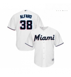 Mens Miami Marlins 38 Jorge Alfaro Replica White Home Cool Base Baseball Jersey 