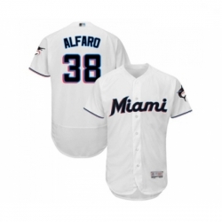 Mens Miami Marlins 38 Jorge Alfaro White Home Flex Base Authentic Collection Baseball Jersey
