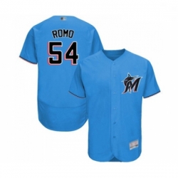 Mens Miami Marlins 54 Sergio Romo Blue Alternate Flex Base Authentic Collection Baseball Jersey