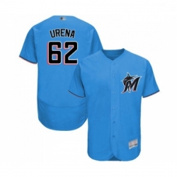 Mens Miami Marlins 62 Jose Urena Blue Alternate Flex Base Authentic Collection Baseball Jersey