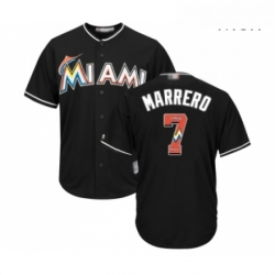 Mens Miami Marlins 7 Deven Marrero Authentic Black Team Logo Fashion Cool Base Baseball Jersey 