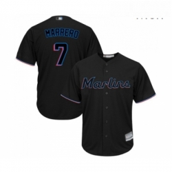 Mens Miami Marlins 7 Deven Marrero Replica Black Alternate 2 Cool Base Baseball Jersey 