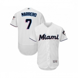 Mens Miami Marlins 7 Deven Marrero White Home Flex Base Authentic Collection Baseball Jersey