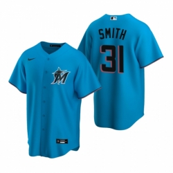 Mens Nike Miami Marlins 31 Caleb Smith Blue Alternate Stitched Baseball Jersey