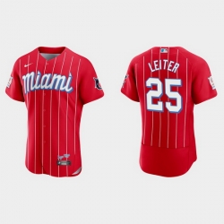 Miami Marlins 25 Al Leiter Men Nike 2021 City Connect Authentic MLB Jersey Red
