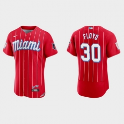 Miami Marlins 30 Cliff Floyd Men Nike 2021 City Connect Authentic MLB Jersey Red