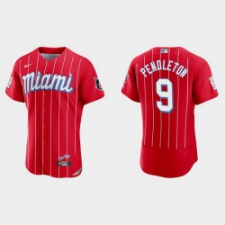 Miami Marlins 9 Terry Pendleton Men Nike 2021 City Connect Authentic MLB Jersey Red