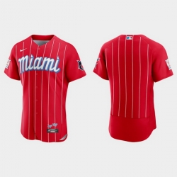 Miami Marlins Men Nike 2021 City Connect Authentic MLB Jersey Red