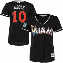 Womens Majestic Miami Marlins 10 JT Riddle Authentic Black Alternate 2 Cool Base MLB Jersey 