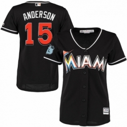 Womens Majestic Miami Marlins 15 Brian Anderson Authentic Black Alternate 2 Cool Base MLB Jersey 