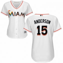 Womens Majestic Miami Marlins 15 Brian Anderson Authentic White Home Cool Base MLB Jersey 