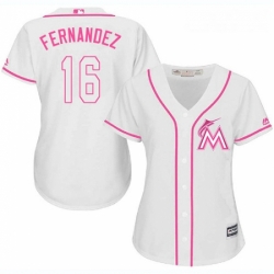 Womens Majestic Miami Marlins 16 Jose Fernandez Replica White Fashion Cool Base MLB Jersey