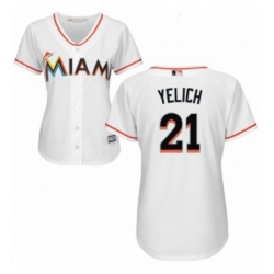 Womens Majestic Miami Marlins 21 Christian Yelich Replica White Home Cool Base MLB Jersey