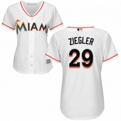 Womens Majestic Miami Marlins 29 Brad Ziegler Authentic White Home Cool Base MLB Jersey 