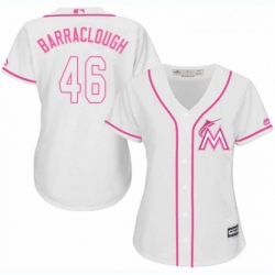 Womens Majestic Miami Marlins 46 Kyle Barraclough Authentic White Fashion Cool Base MLB Jersey 