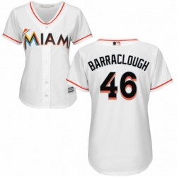Womens Majestic Miami Marlins 46 Kyle Barraclough Authentic White Home Cool Base MLB Jersey 