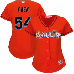Womens Majestic Miami Marlins 54 Wei Yin Chen Replica Orange Alternate 1 Cool Base MLB Jersey