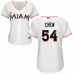 Womens Majestic Miami Marlins 54 Wei Yin Chen Replica White Home Cool Base MLB Jersey